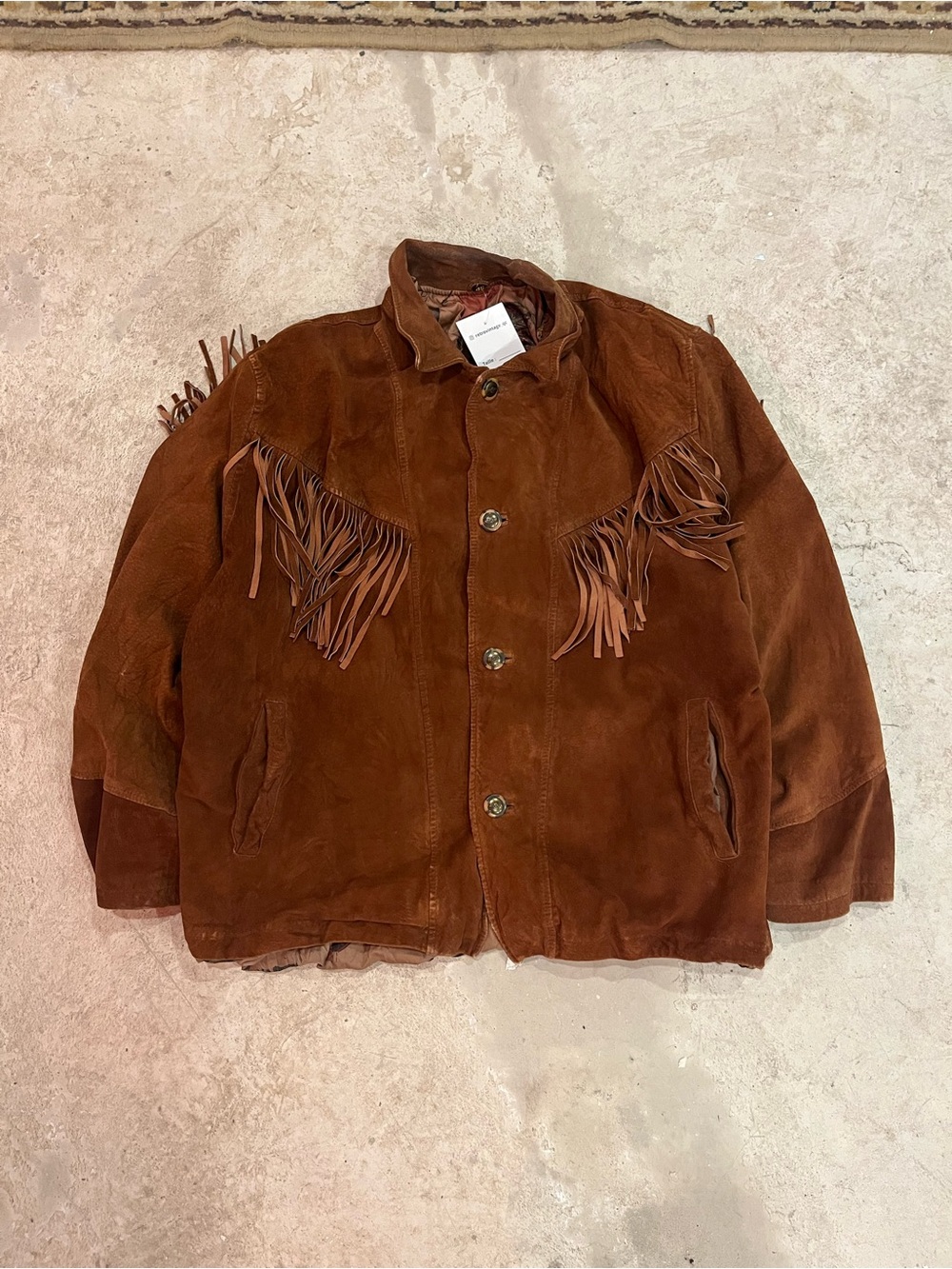 Vintage Suede Fringe Western Jacket • Brown Leather Cowboy Coat • Size L